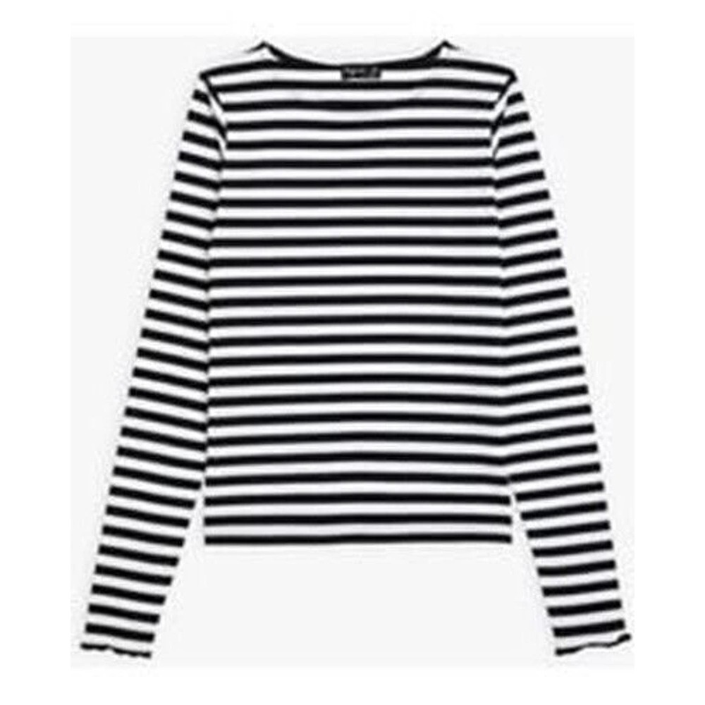 agnes b. Knox Ultra long sleeve T-shirt Top Blouse Striped Black White Cotton 3